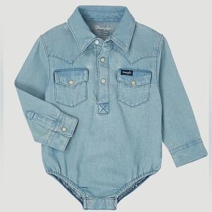 Like New Wrangler Long Sleeve Denim Onesie Bodysuit